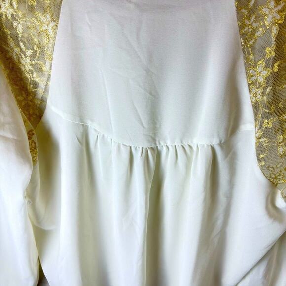 Truth Women's Sheer 3X Cream Lace Top Long Sleeve Blouse Cottagecore - Picture 5 of 5